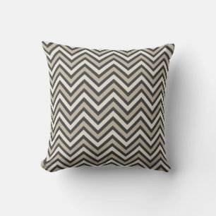 Coussin Moderne motif chevron noir blanc taupe
