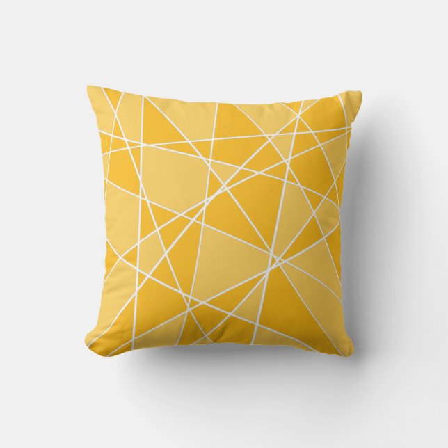 Coussin Moderne moutarde et jaune clair géométrique (Recto)