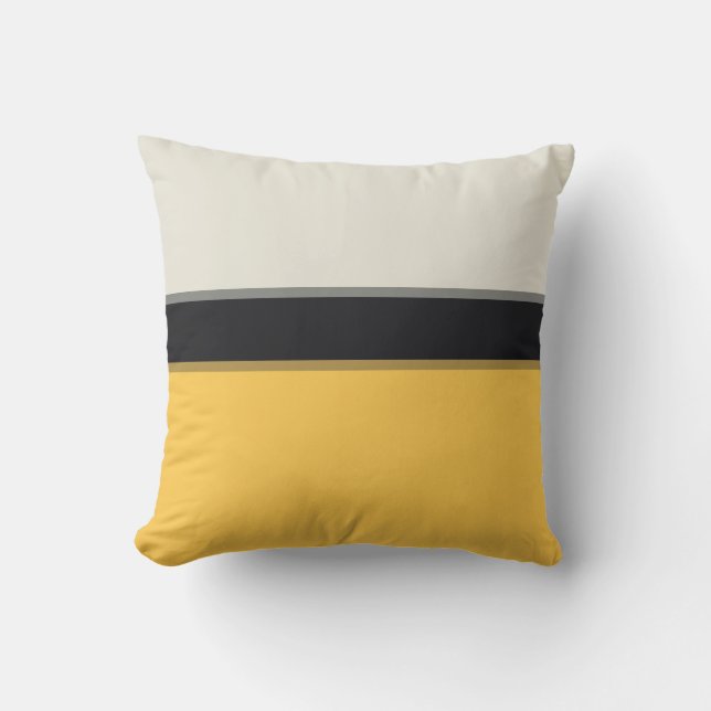 Coussin Moderne moutarde Jaune Argent Gris Noir Gris (Recto)