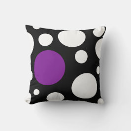 Coussin moderne noir blanc & violet avec cercles