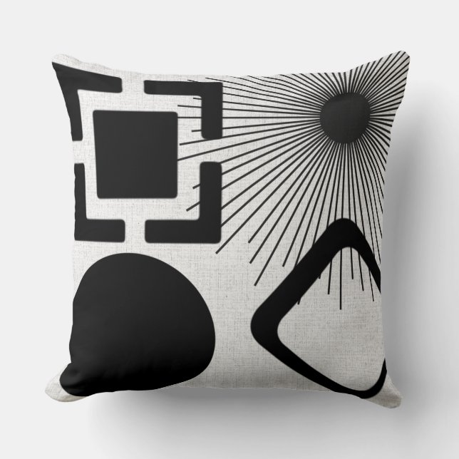 Coussin moderne noir et blanc du milieu du siècle (Recto)