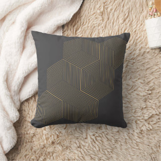 Coussin Moderne or géométrique en nid d'abeille 3D Illusio
