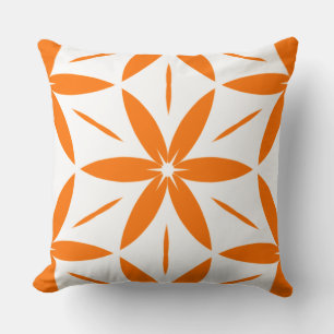 Coussin Moderne Orange Géométrique Floral de milieu de siè