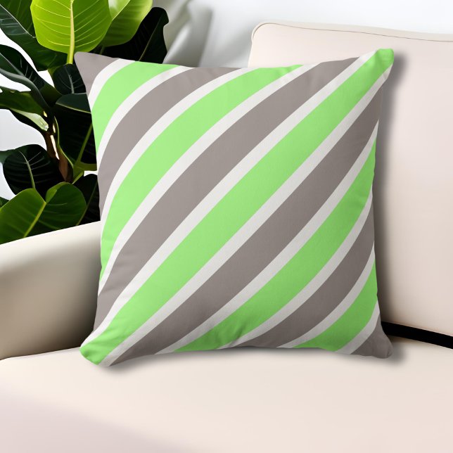 Coussin Moderne Pastel Vert & Gris Gris (Créateur téléchargé)
