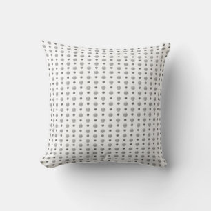 Coussin Moderne petits pois gris argenté sur fond blanc