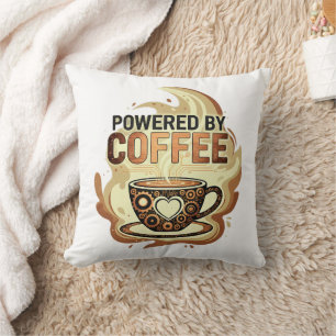Coussin Moderne propulsé par le café – Typographie de café