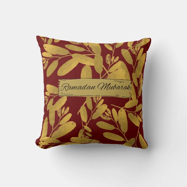 Coussin Moderne Ramadan Moubarak Gold Flora Plante Leaf (Recto)
