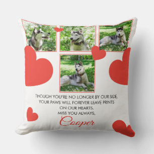 Coussin Moderne Red Hearts Pet Memorial Quatre photos