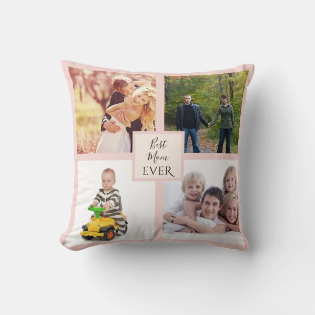 Coussin Moderne Simple Mothers Day Maman Famille Photo Blu (Recto)