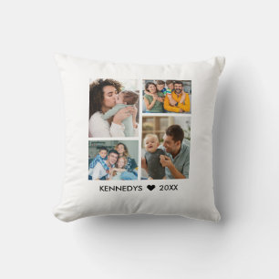 Coussin Moderne souvenir de nom de famille en collage de 4