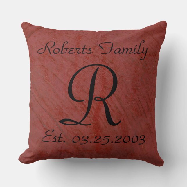Coussin Moderne Texturé Rouge Noir Monogrammé (Recto)