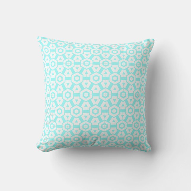 coussin moderne turquoise et blanc (Recto)