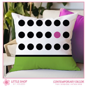 Coussin Moderne Vert Noir à pois