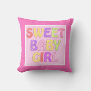 Coussin Modifier le nom Texte sur le dos - Sweet Baby Girl