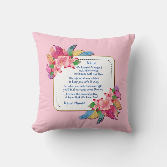Coussin Modifier le texte Ajouter le nom Boho Flower Feath (Recto)