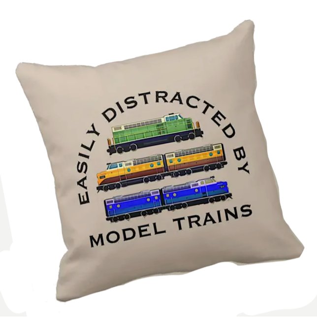 Coussin Modifier le texte facilement distrait des trains d (Créateur téléchargé)