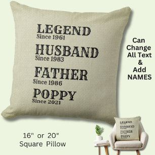 Coussin Modifier N'IMPORTE QUEL Nom Date Légende Mari Père