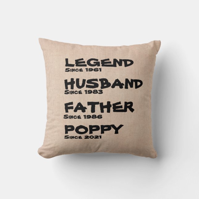 Coussin Modifier N'Importe Quel Nom Date Légende Mari Père (Recto)