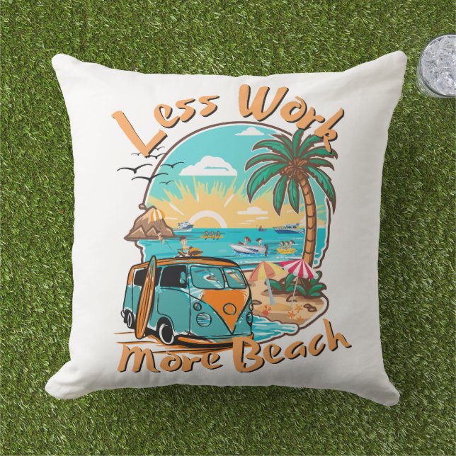Coussin Moins de travail Plus de plage (Herbe)
