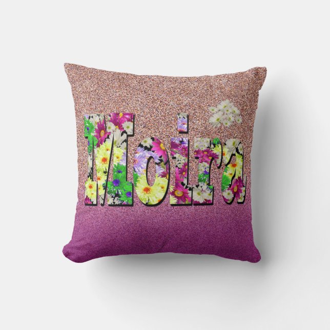 Coussin Moira, Filles Nom Avec Maisies, (Recto)