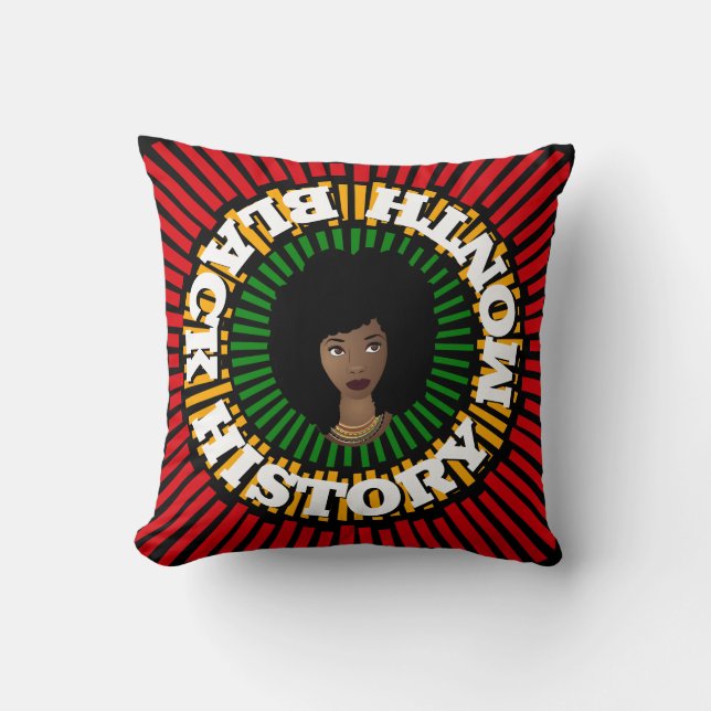 Coussin Mois de l'histoire noire, rayons du soleil, femme  (Recto)