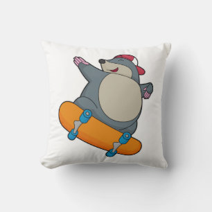 Coussin Mole en skate avec skateboard