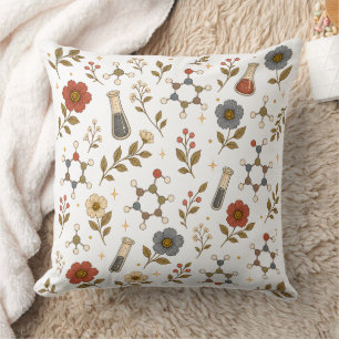 Coussin Molécule florale de chimie botanique vintage