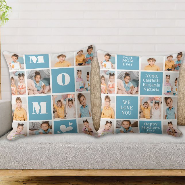 Coussin MOM Bold Modern 12 Photo Collage Fête des mères (Créateur téléchargé)