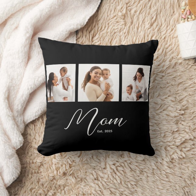 Coussin Mom Established Modern Script Black 3 Photo (Couverture)
