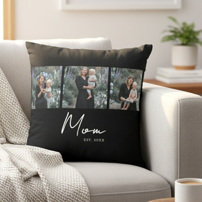 Coussin Mom Established Modern Script Black 3 Photo (Créateur téléchargé)