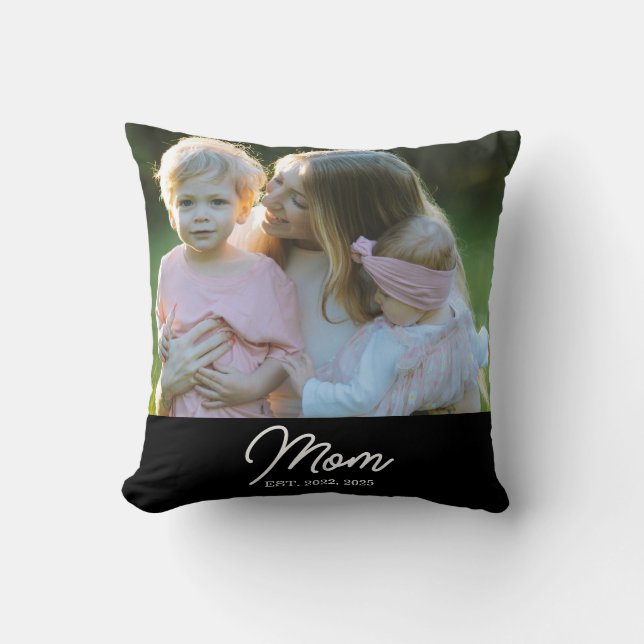 Coussin Mom Established Modern Script Photo (Recto)
