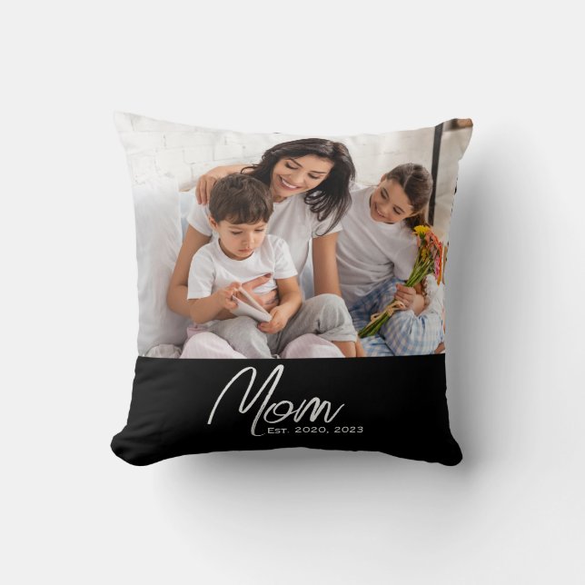 Coussin Mom Established Modern Script Photo Throw Pillow (Recto)