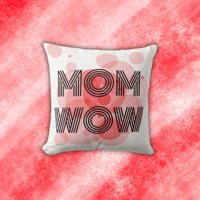 Coussin MOM WOW noir sur rouge | (Créateur téléchargé)