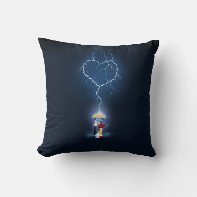 Coussin Moment romantique "Lovestruck" sous un parapluie (Recto)
