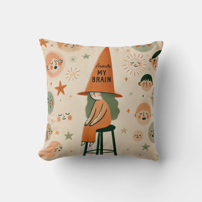 Coussin Mon cerveau à l'intérieur de l'illustration (Recto)