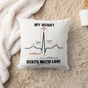 Coussin Mon cœur bat avec l'amour Électrocardiogramme ECG