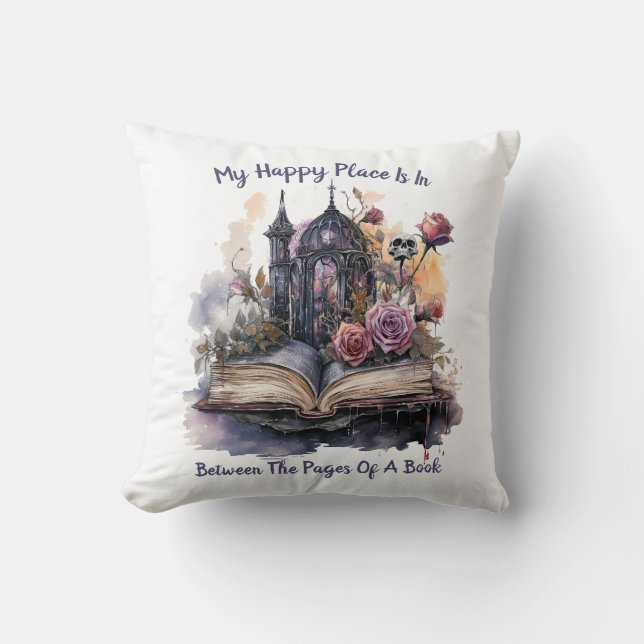 Coussin Mon Endroit Heureux Est Entre Les Pages D'Un Livre (Recto)