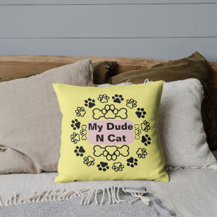Coussin Mon Mec Et Chat Drôle Mignonne Animal Moderne Paw 