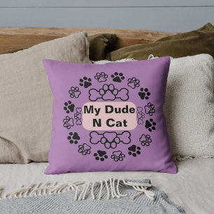 Coussin Mon Mec Et Chat Drôle Mignonne Moderne Pet Paw Lav