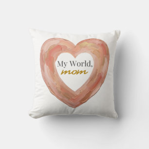 Coussin Mon Monde Maman Peint au Cœur