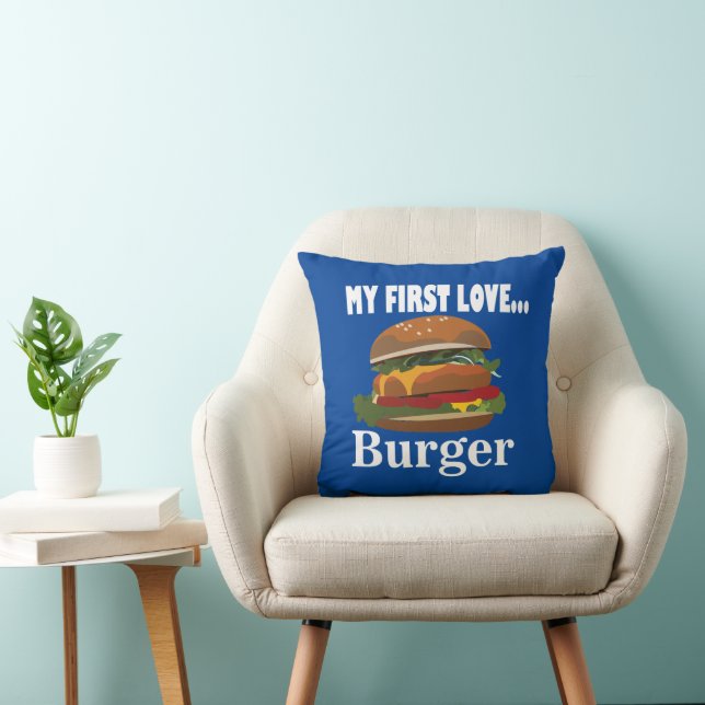 Coussin Mon premier hamburger d'amour (Chaise)