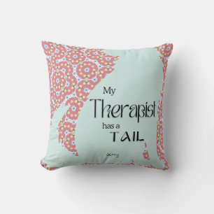 Coussin MON THÉRAPEUTE A UN TAIL pastel rose rose rose ros