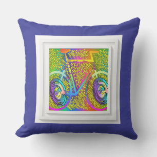 Coussin Mon vélo bleu carré pelucheux de patio extérieur