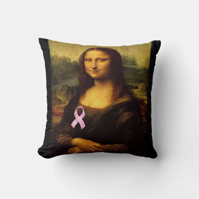 Coussin Mona Lisa Au Ruban Rose (Recto)