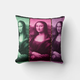 Coussin Mona Lisa Poster de animal rose rose violet