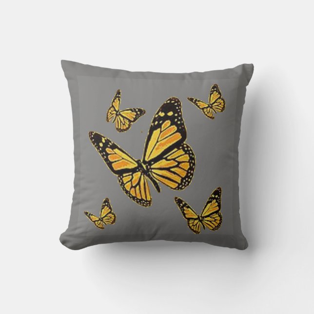 COUSSIN MONARCH BUTTERFLIES MOTIF GRAY ART (Recto)