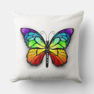 Coussin Monarque papillon arc-en-ciel