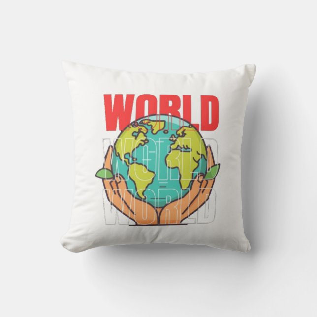 Coussin Monde – Conception de globe d'aventure de voyage (Recto)