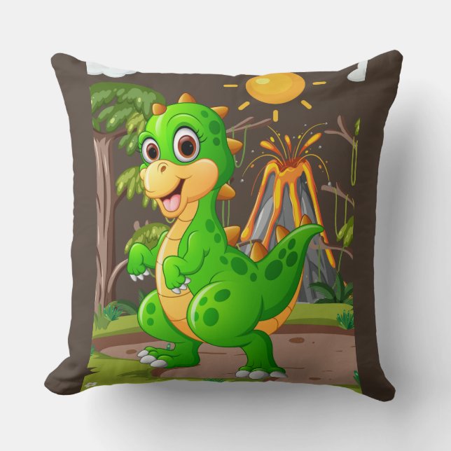 COUSSIN MONDE DE DINOSAURE PRÉHISTORIQUE (Recto)