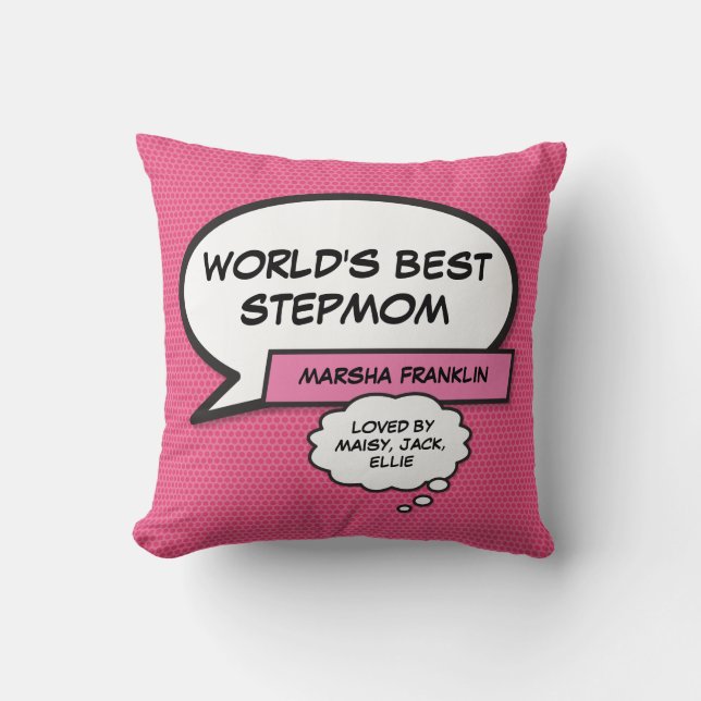 Coussin Mondes Meilleur StepMom Bonus Maman Pink Fun (Recto)